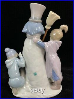 VTG LLADRO SPAIN #5713 THE SNOWMAN Porcelain FIGURINE Boy Girl Dog Christmas Art