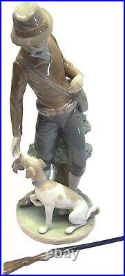 Very Nice Retired LLADRO Hunter with Dog 14 inch Tall Figurine