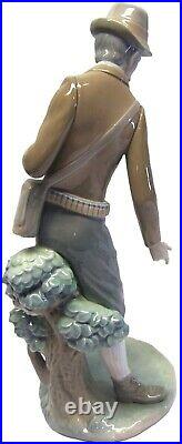 Very Nice Retired LLADRO Hunter with Dog 14 inch Tall Figurine