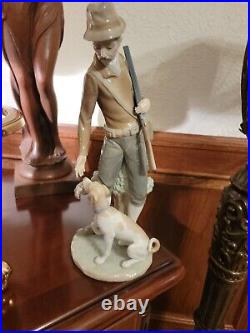 Very Nice Vintage LLADRO Hunter with Dog 14 inch Tall Figurine