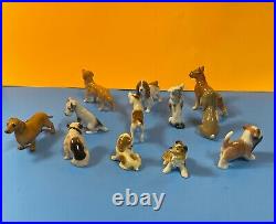 ViNTaGe Lot 12 Tiny Dog's Figurines Lladro Mortens Beswick Goebel Copenhagen ETC