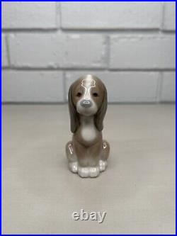 Vintage 1977 Lladro Hound Puppy Dog Ceramic Figurine Small Handmade In Spain
