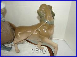 Vintage 1979 Lladro 5037 Sleigh Ride Large Porcelain Figurine Dog Pulling Sled