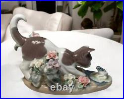 Vintage 1983 Lladro Spain #1442 Kitty Porcelain Playful Cat and Frog NWOB