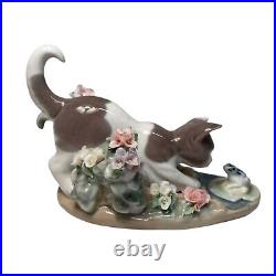 Vintage 1983 Lladro Spain #1442 Kitty Porcelain Playful Cat and Frog NWOB