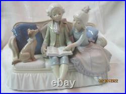 Vintage 1983 Spain Daisa Lladro Children on Couch with Dog Story Time (CH)