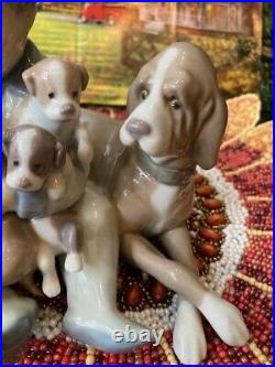Vintage 1990 Lladro 5456 New Playmates Figurine Boy With Dog And Puppies