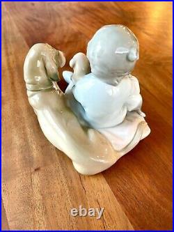 Vintage 1990 Lladro 5456 New Playmates Figurine Boy With Dog And Puppies No Box