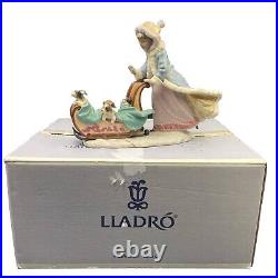 Vintage 1991 Lladro Playful Push Winter Eskimo Dogs Sleigh Christmas 12234