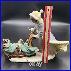 Vintage 1991 Lladro Playful Push Winter Eskimo Dogs Sleigh Christmas 12234