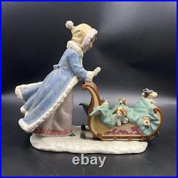 Vintage 1991 Lladro Playful Push Winter Eskimo Dogs Sleigh Christmas 12234