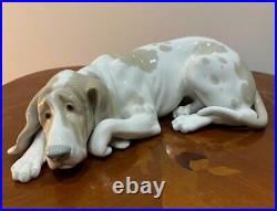 Vintage 20th Spain Lladro Old Dog 1067 Blood Hound Porcelain Figurine Marked