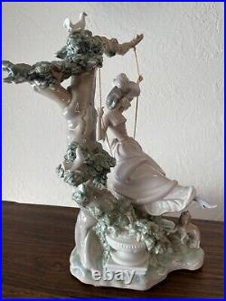 Vintage'70 Lladro Porcelain Swinging Figurine Woman Dog Doves Sculptor S. Debón