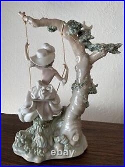 Vintage'70 Lladro Porcelain Swinging Figurine Woman Dog Doves Sculptor S. Debón