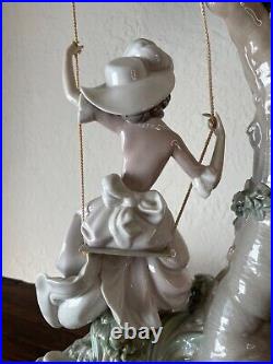 Vintage'70 Lladro Porcelain Swinging Figurine Woman Dog Doves Sculptor S. Debón