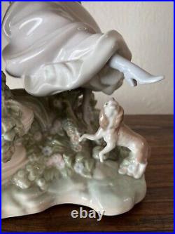 Vintage'70 Lladro Porcelain Swinging Figurine Woman Dog Doves Sculptor S. Debón