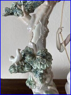 Vintage'70 Lladro Porcelain Swinging Figurine Woman Dog Doves Sculptor S. Debón