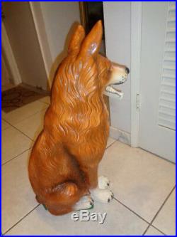 Vintage Ceramic Life Size Collie Dog Statue (30 by 20 by 10)