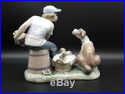 Vintage Estate Lladro 5376 This Ones Mine Porcelain Figurine Boy Dog & Puppies