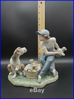 Vintage Estate Lladro 5376 This Ones Mine Porcelain Figurine Boy Dog & Puppies