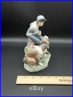 Vintage Estate Lladro 5376 This Ones Mine Porcelain Figurine Boy Dog & Puppies