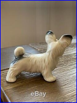 Vintage German Skye Terrier DOG Black & White Animal Porcelain Figurine