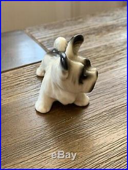 Vintage German Skye Terrier DOG Black & White Animal Porcelain Figurine
