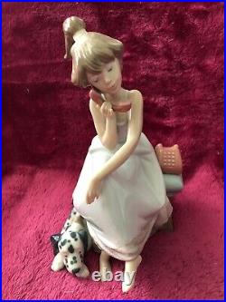 Vintage LLADRO Figurine #5466 CHIT-CHAT with Box Girl Telephone dog klf