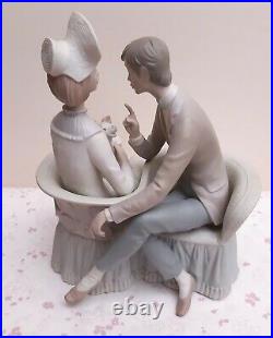 Vintage LLADRO Matte Figurine #4830 You & Me Man, Lady & Dog Seated