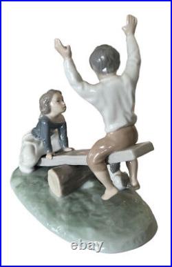 Vintage LLARDO Seesaw Boy &Girl Dog Large Porcelain Figurine 9 Made In Spain
