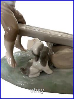 Vintage LLARDO Seesaw Boy &Girl Dog Large Porcelain Figurine 9 Made In Spain