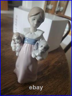 Vintage LLadro Arms Full of Love, Young Girl Holding 2 Dogs, Comes With Box