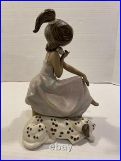 Vintage LLadro Chit Chat Porcelain Girl Dog Figurine #12310 With Box RETIRED