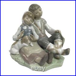 Vintage Lladro 1230 Friendship Girl Boy Dog Porcelain Figurine Retired READ