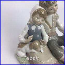 Vintage Lladro 1230 Friendship Girl Boy Dog Porcelain Figurine Retired READ