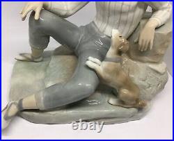 Vintage Lladro #4755 Boy Playing with Dog Porcelain Figurine Retired Spain 10T