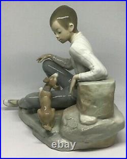 Vintage Lladro #4755 Boy Playing with Dog Porcelain Figurine Retired Spain 10T