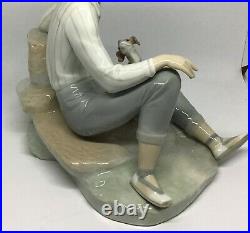 Vintage Lladro #4755 Boy Playing with Dog Porcelain Figurine Retired Spain 10T