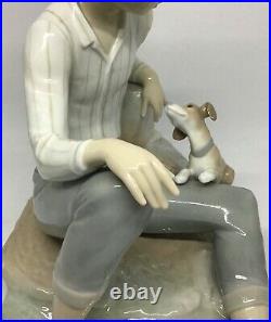 Vintage Lladro #4755 Boy Playing with Dog Porcelain Figurine Retired Spain 10T