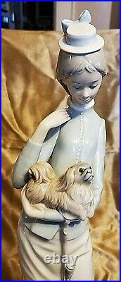 Vintage Lladro 4893 My Dog Porcelain Figurine Lady With Dog Retired 2004