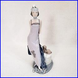 Vintage Lladro 5174 Couplet Lady 1920s Flapper Girl with Dog Porcelain Figure