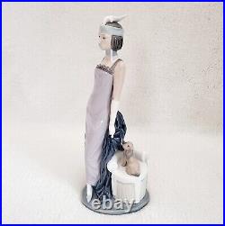 Vintage Lladro 5174 Couplet Lady 1920s Flapper Girl with Dog Porcelain Figure