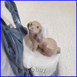 Vintage Lladro 5174 Couplet Lady 1920s Flapper Girl with Dog Porcelain Figure