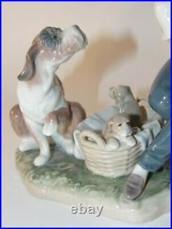 Vintage Lladro 6 3/4 Figurine 5376 Boy Dogs Puppies This Ones Mine Excellent