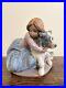 Vintage Lladro A Big Hug 1990-1997 Porcelain Figure Gres Girl Dog Hugging