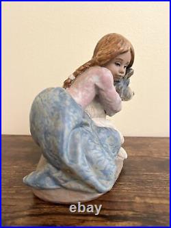 Vintage Lladro A Big Hug 1990-1997 Porcelain Figure Gres Girl Dog Hugging