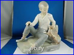 Vintage Lladro Boy Playing With Dog #7555 Retired Figurine 10tall Rare