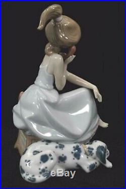Vintage Lladro Chit-Chat Girl Figurine on phone with Dalmatian dog #5466