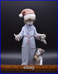 Vintage Lladro Dear Santa 6166 Porcelain Figurine Boy Dog Christmas Letter