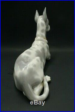 Vintage Lladro Dog Figurine 1977 Great Dane with Gray Spots Large 12